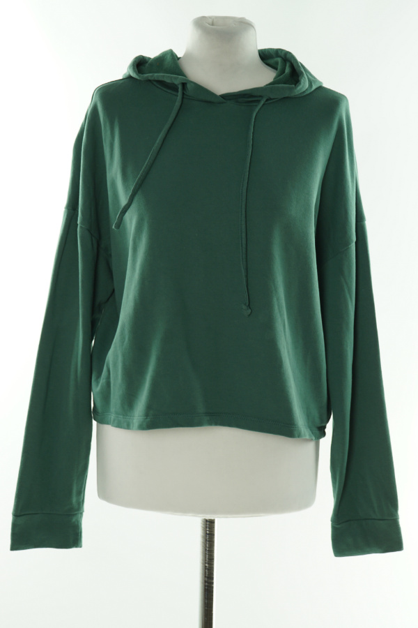 Bluza zielona gładka z kapturem - ONLY zdjęcie 1