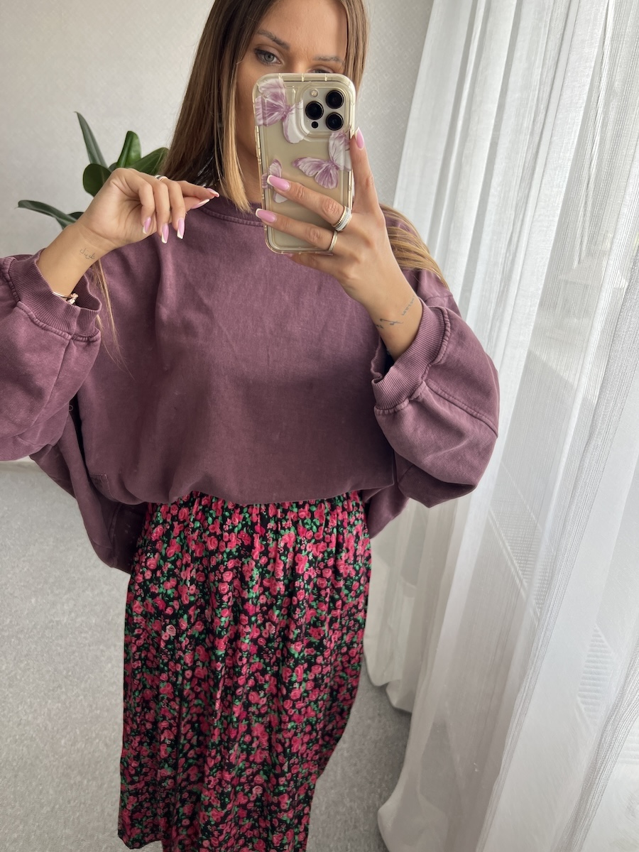 Bluza dekatyzowana o kroju oversize TALIA- śliwkowa zdjęcie 2