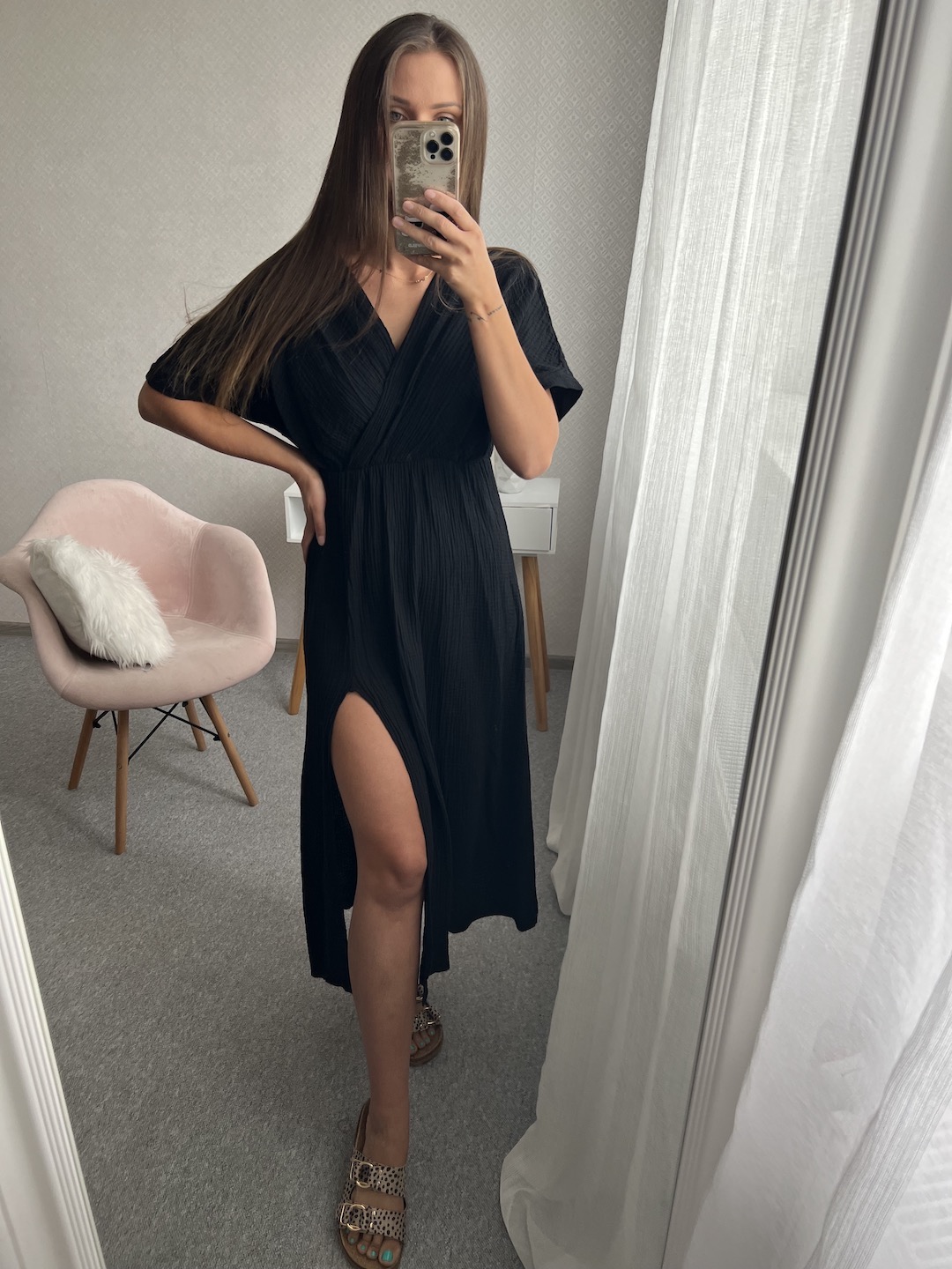 Sukienka MORENA - czarna z paskiem  zdjęcie 1