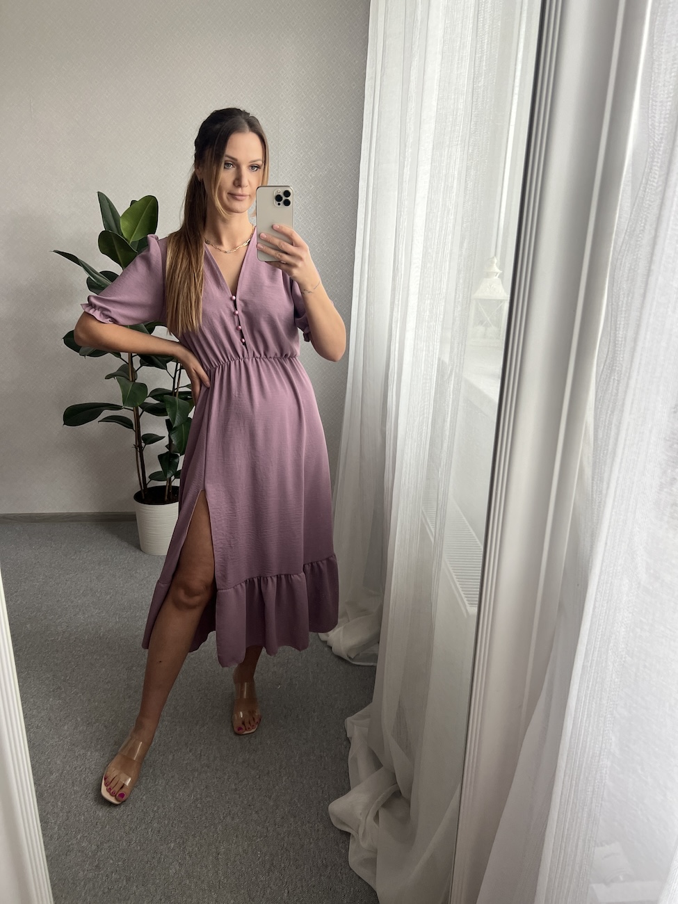 Sukienka VALERIA  - fioletowa   zdjęcie 2