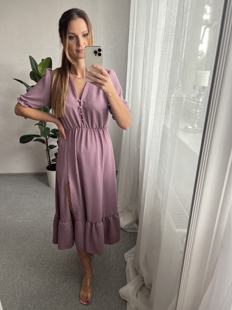 Sukienka VALERIA  - fioletowa   zdjęcie 3
