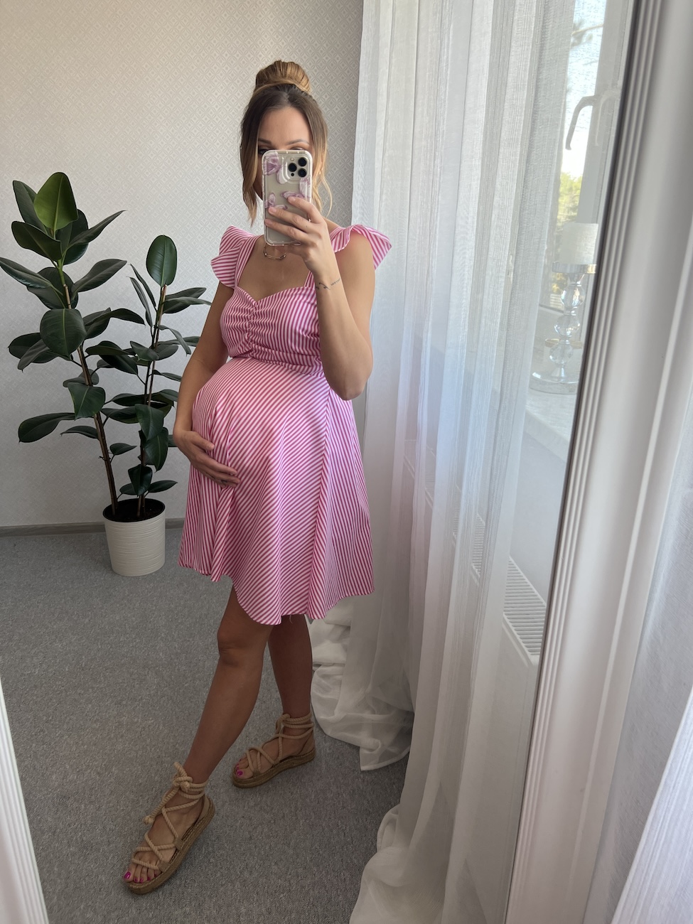 Sukienka w paski  - pink  zdjęcie 2