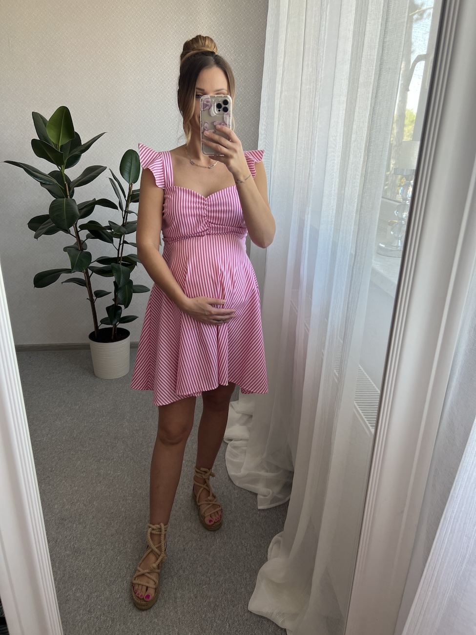 Sukienka w paski  - pink  zdjęcie 3