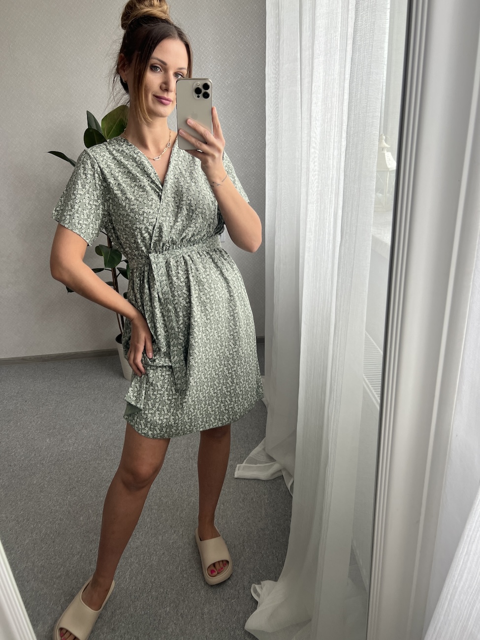 Sukienka LISA - khaki w  kwiatuszki    zdjęcie 4