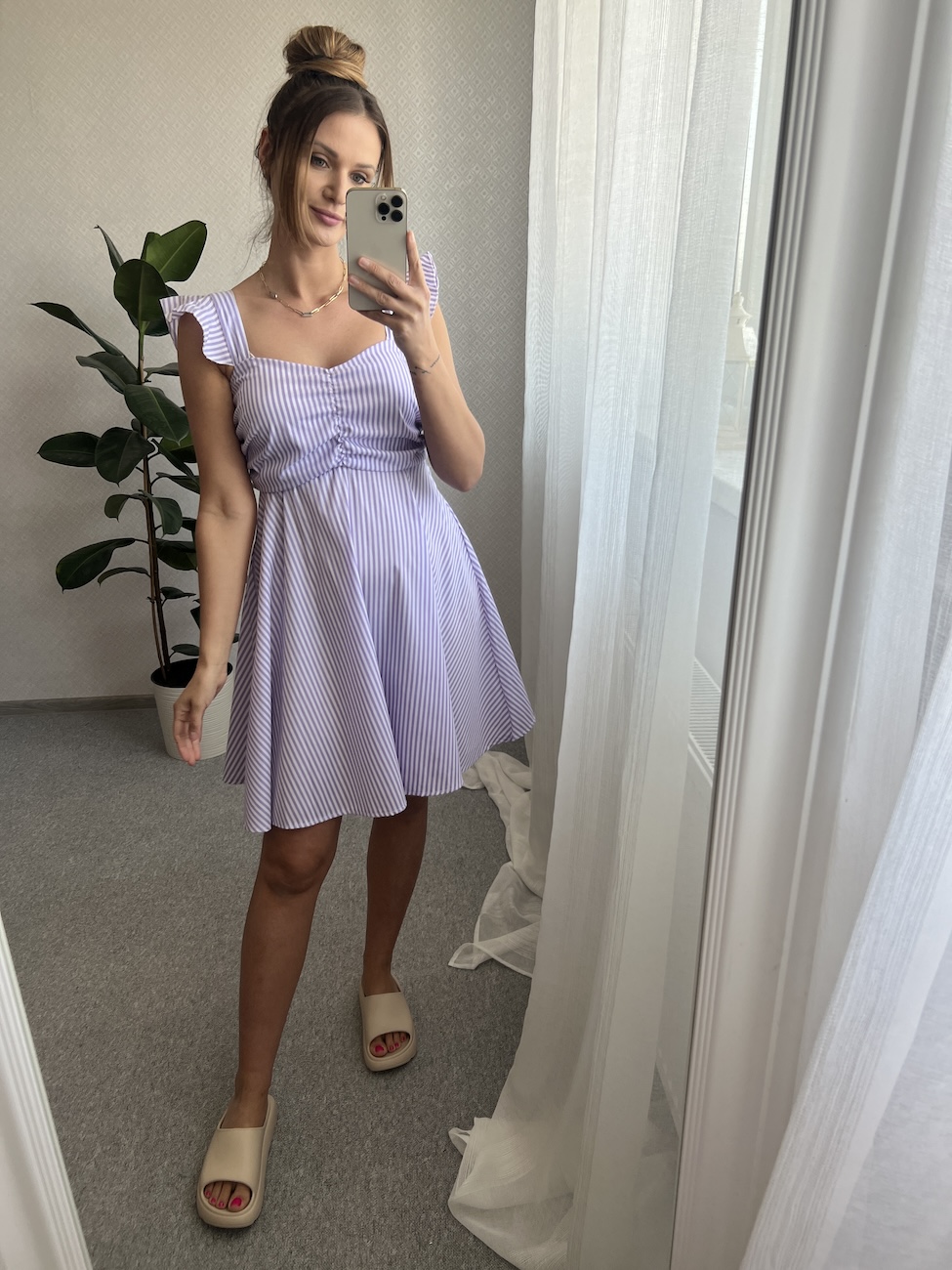 Sukienka FLORINA w paski  - fioletowa zdjęcie 1