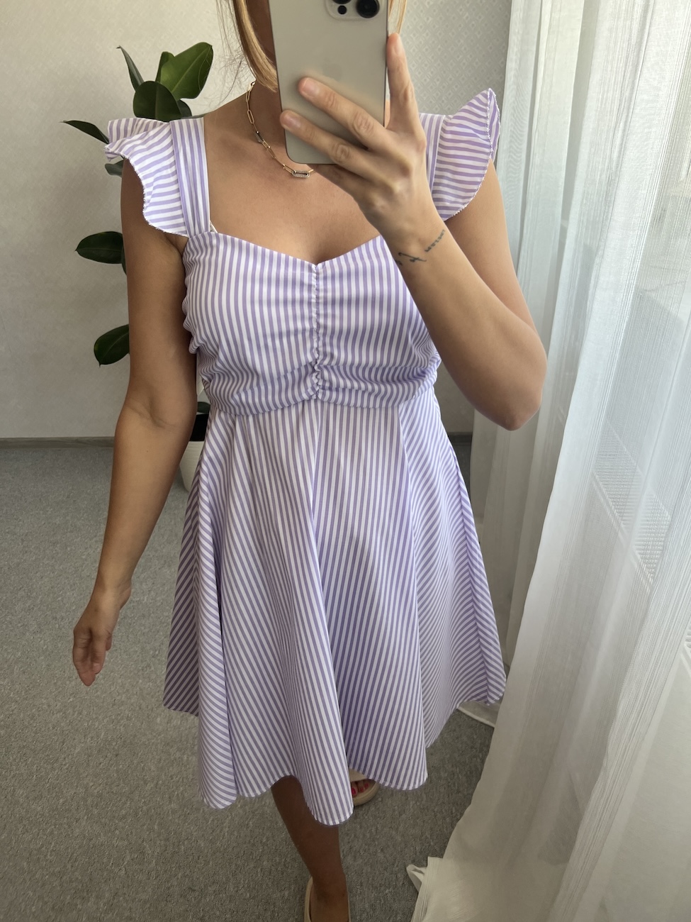 Sukienka FLORINA w paski  - fioletowa zdjęcie 2