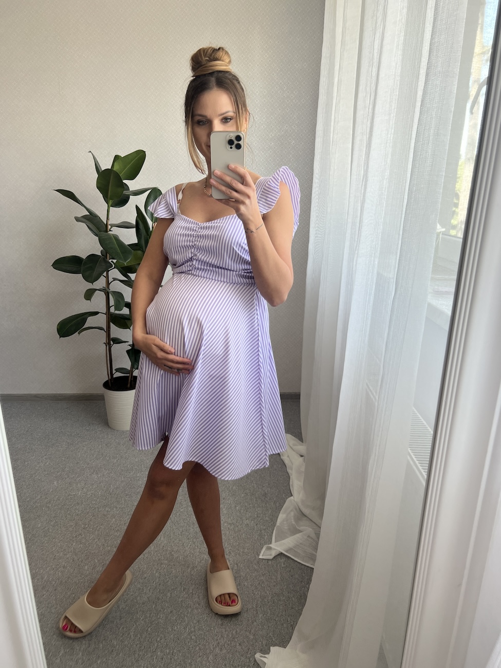 Sukienka FLORINA w paski  - fioletowa zdjęcie 4