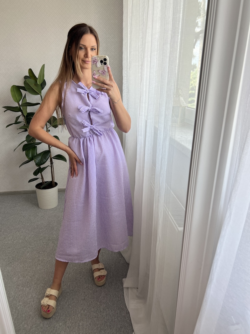 Bawełniana sukienka BOWIE - fioletowa zdjęcie 1