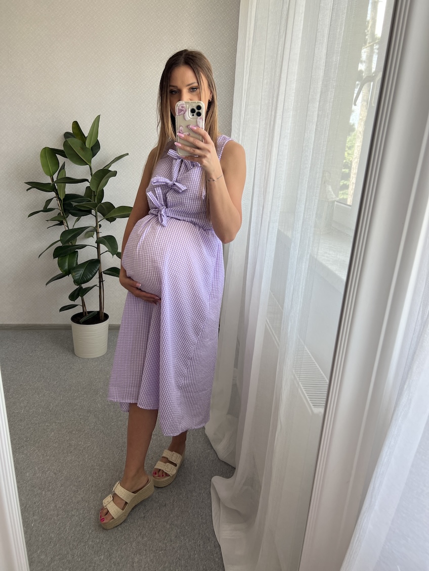 Bawełniana sukienka BOWIE - fioletowa zdjęcie 3