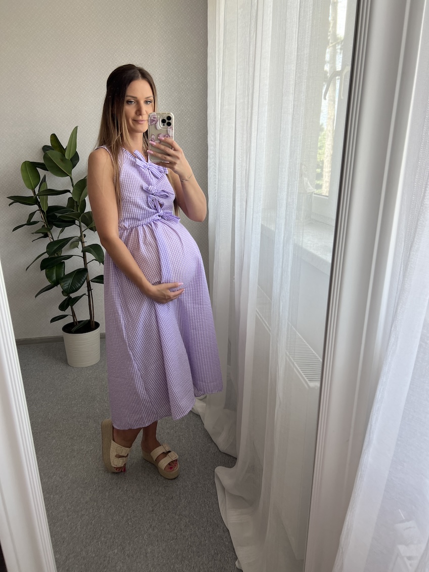Bawełniana sukienka BOWIE - fioletowa zdjęcie 4