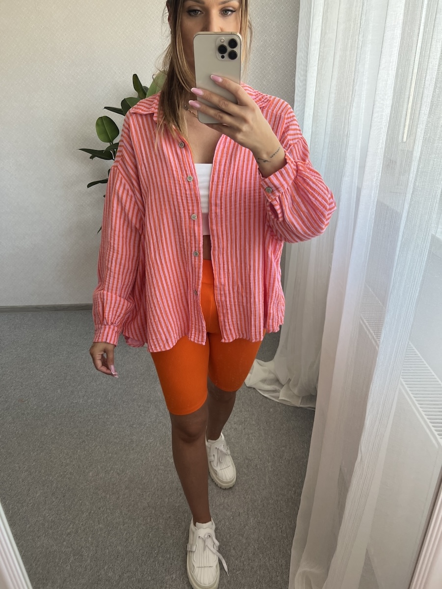 Koszula CARMELLO - pomarańczowe & różowe paski zdjęcie 3