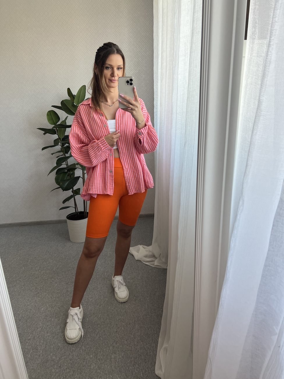Koszula CARMELLO - pomarańczowe & różowe paski zdjęcie 4