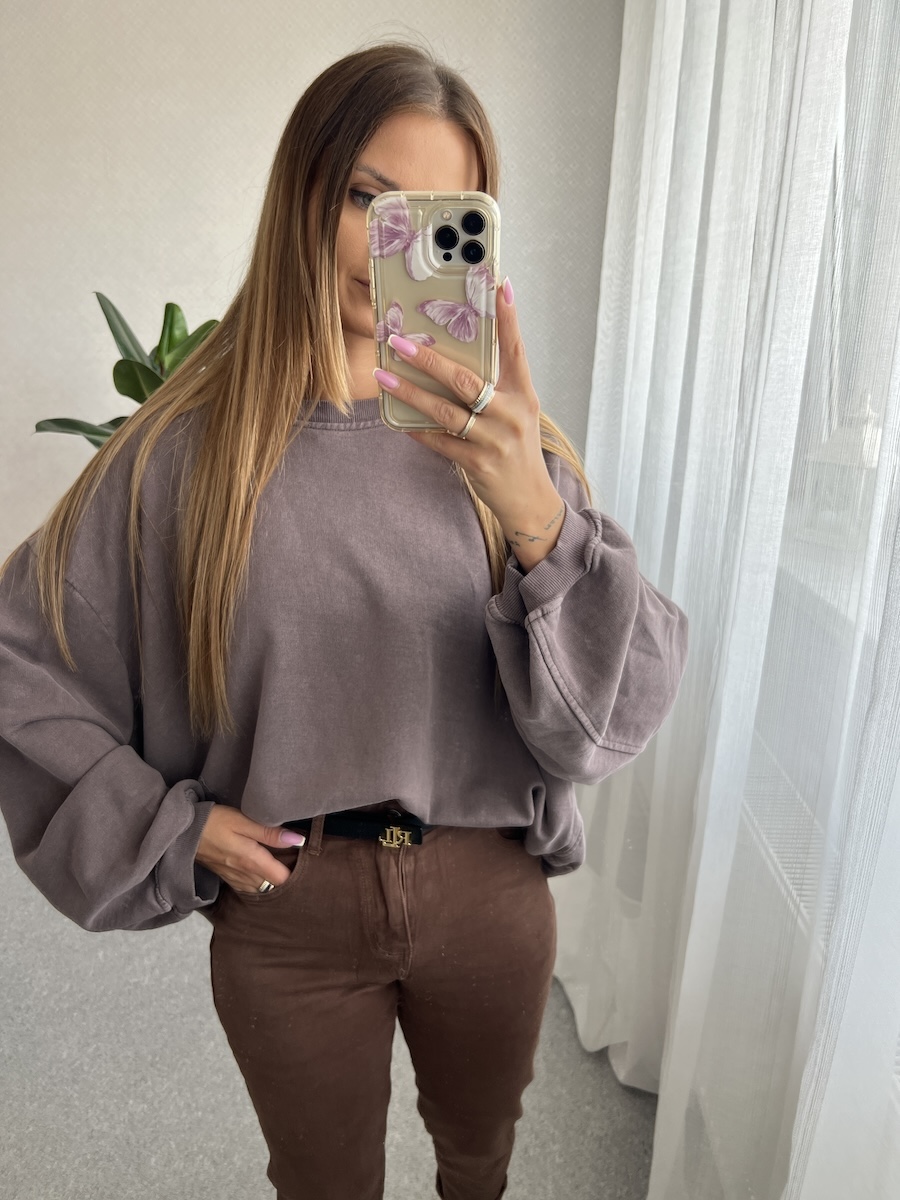 Bluza dekatyzowana o kroju oversize TALIA- brąz zdjęcie 2