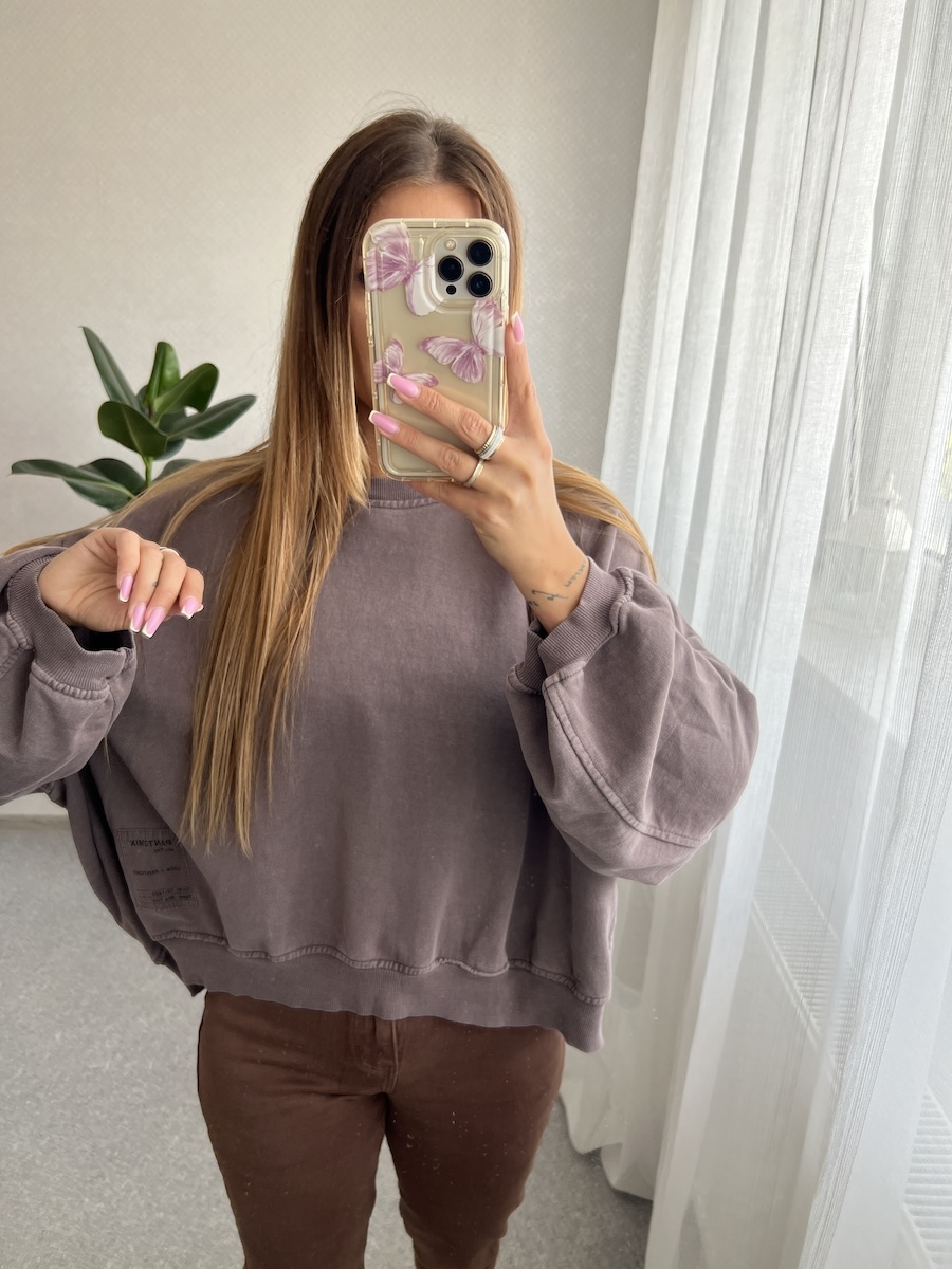 Bluza dekatyzowana o kroju oversize TALIA- brąz zdjęcie 3