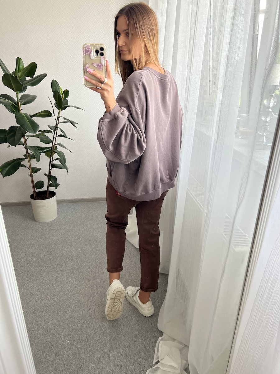 Bluza dekatyzowana o kroju oversize TALIA- brąz zdjęcie 4