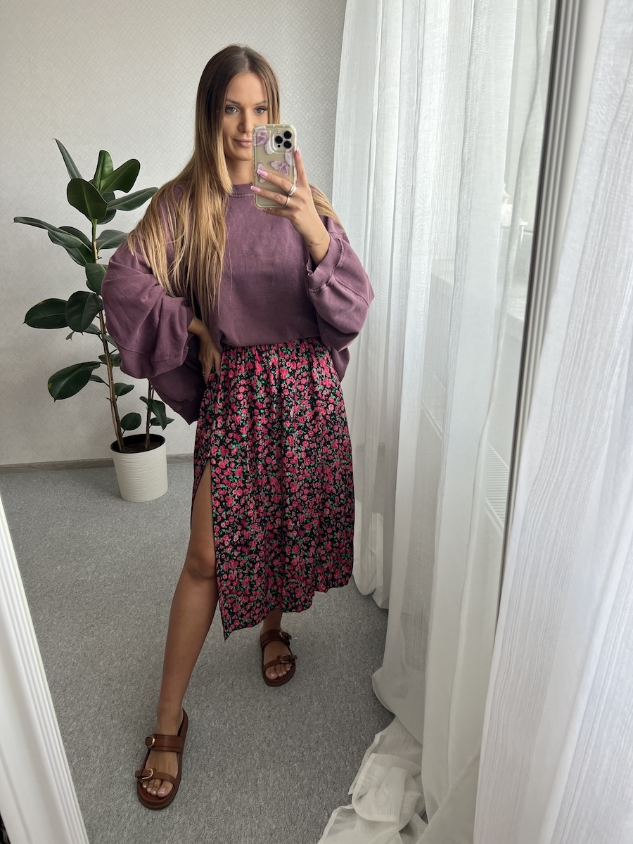 Bluza dekatyzowana o kroju oversize TALIA- śliwkowa zdjęcie 1