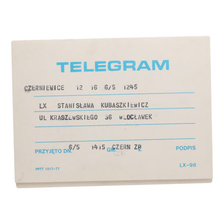 Telegram imieninowy PRL Bydgoszcz 1977 Czerniewice Włocławek zdjęcie 3