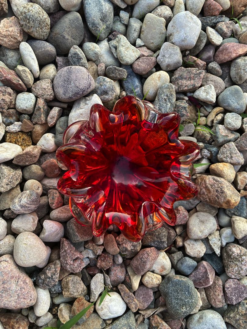 Piękna rubinowa popielniczka Murano glass Italy zdjęcie 4