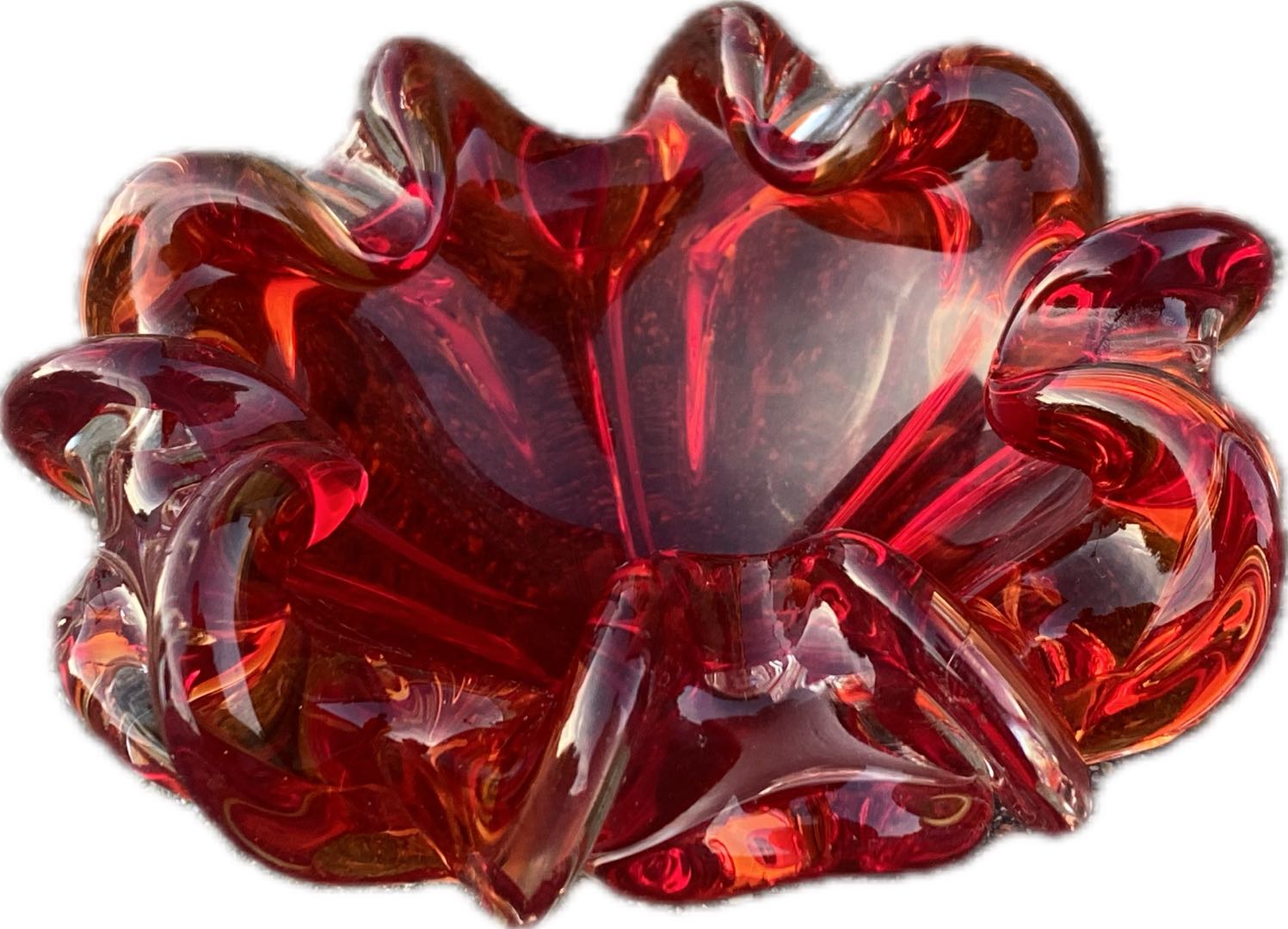 Piękna rubinowa popielniczka Murano glass Italy zdjęcie 1