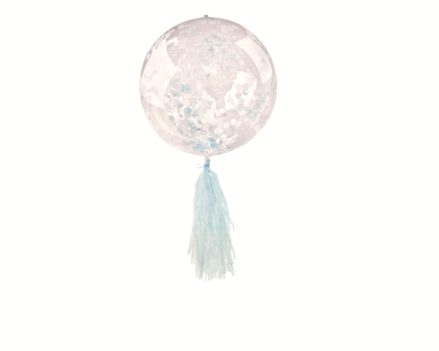Balon 45cm PVC z konfetti i frędzlami - niebieski - Arpex zdjęcie 2