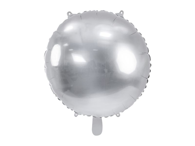 Balon foliowy 24" okrągły Pastylka, 59 cm, srebrny - PartyDeco zdjęcie 1