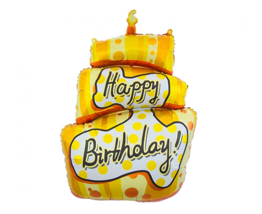 Balon foliowy Tort Happy Birthday, 53x79 cm - Godan zdjęcie 1