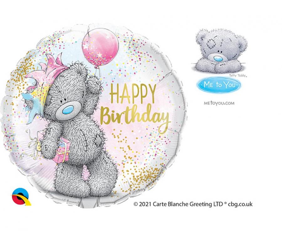 Balon foliowy QL 18" Tatty Teddy Birthday, z misiem - Qualatex zdjęcie 1