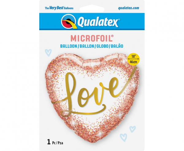 Balon foliowy serce 18" QL HRT "Love Rose Gold Glitter Dots" - Qualatex zdjęcie 2