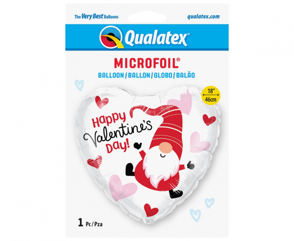 Balon foliowy 18" QL HRT "Happy Valentine's Day - Gnome" - Qualatex zdjęcie 2