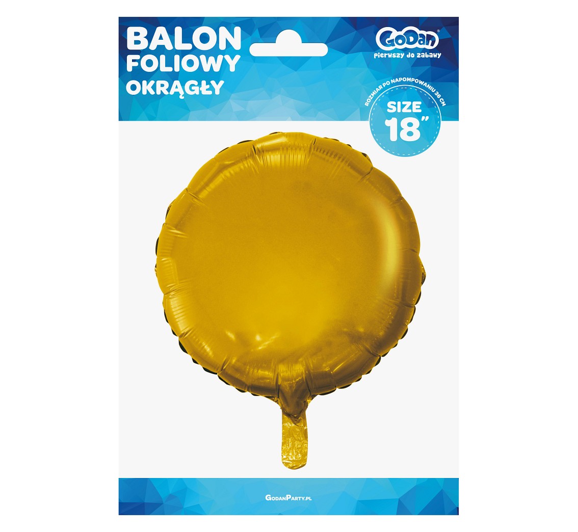 Balon foliowy "Okrągły", złoty matowy, 18" - Godan zdjęcie 2