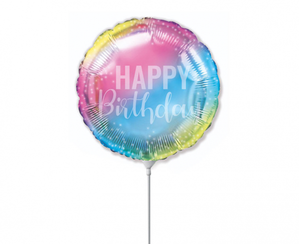 Balon foliowy 14" FX - "Happy Birthday" (gradient pastelowy) ombre - Flexmetal zdjęcie 1