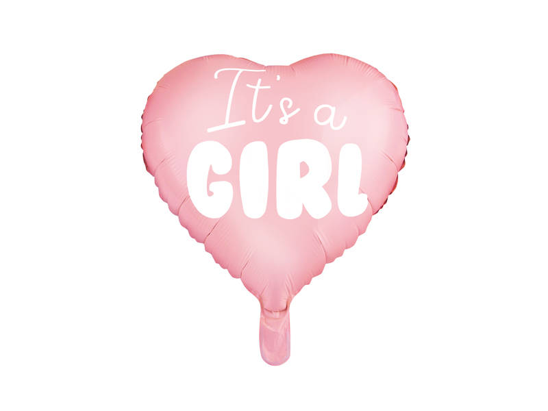 Balon foliowy 18" Serce Różowe - It's a girl, 45cm, baby shower - PartyDeco zdjęcie 1