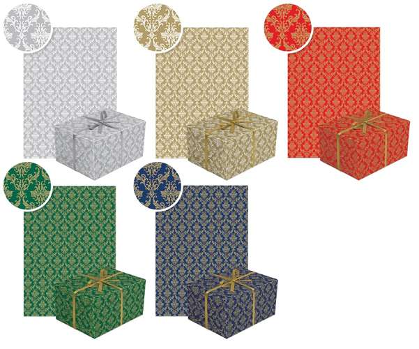 Papier prezentowy, złoty ornament, granatowy, 70x200cm - Paw Decor Collection zdjęcie 2