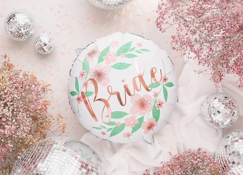 Balon foliowy 14"/18" Bride to be, kwiaty 35/45 cm, wieczór panieński - PartyDeco zdjęcie 2