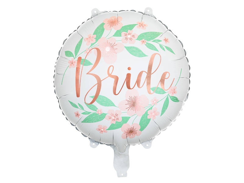 Balon foliowy 14"/18" Bride to be, kwiaty 35/45 cm, wieczór panieński - PartyDeco zdjęcie 1