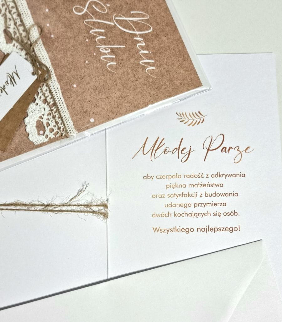 Naturalna Kartka Ślubna dla Młodej Pary - w Dniu Ślubu, Premium, złota - Armin Style zdjęcie 3