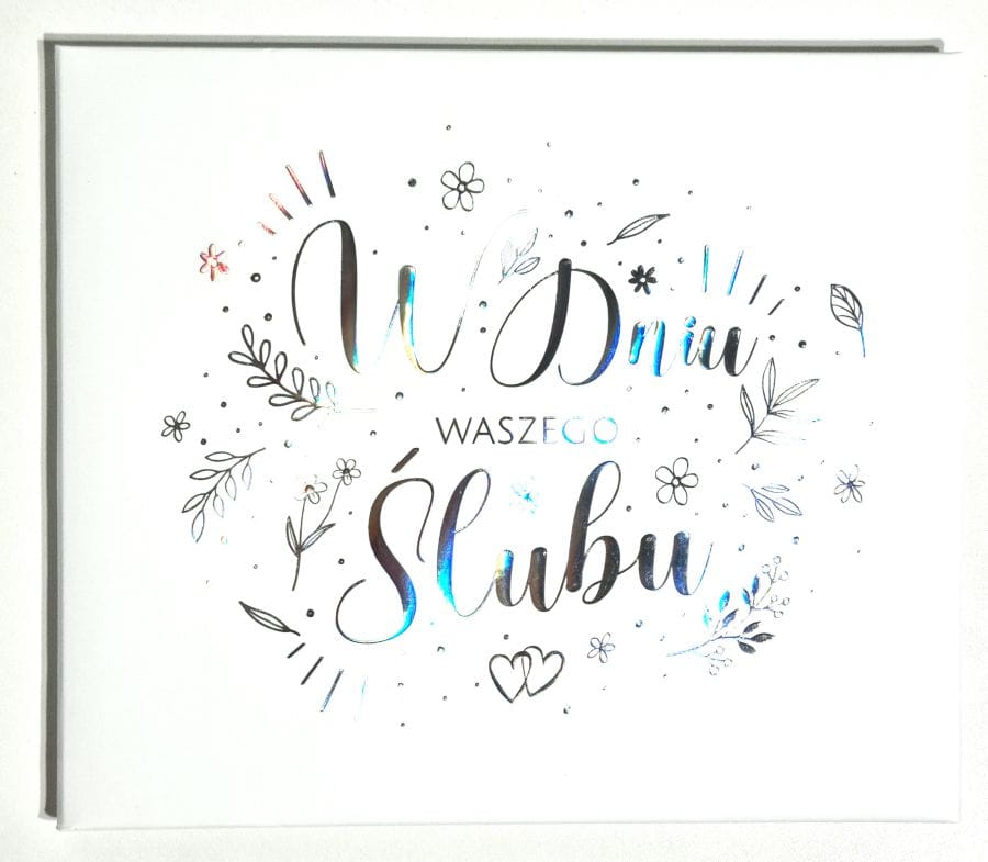 Album ślubny "W dniu waszego ślubu" - biały, srebrny napis - Kartki z Kotkiem zdjęcie 1