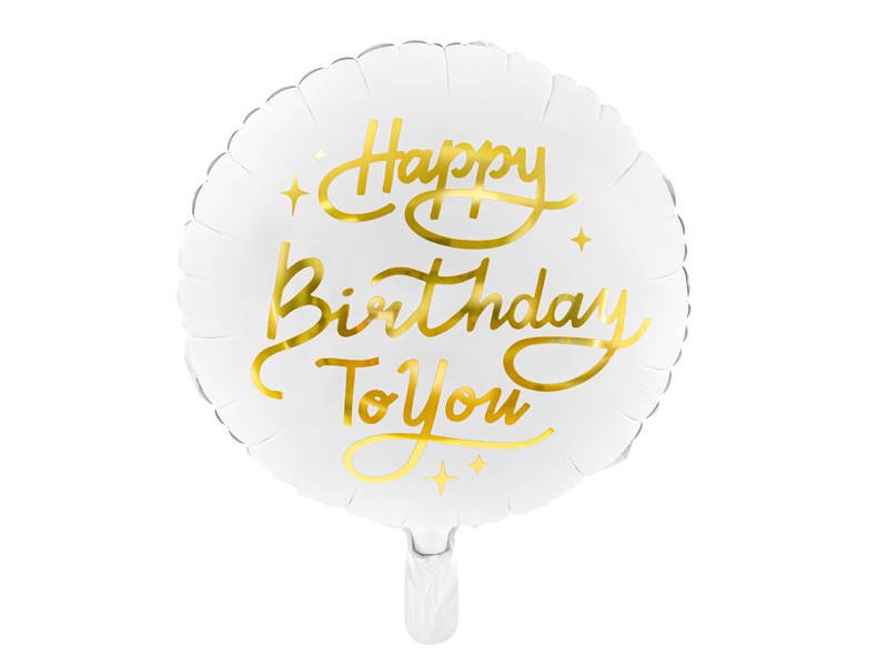 Balon foliowy Happy Birthday To You, biały, 35cm, 14" - PartyDeco zdjęcie 1