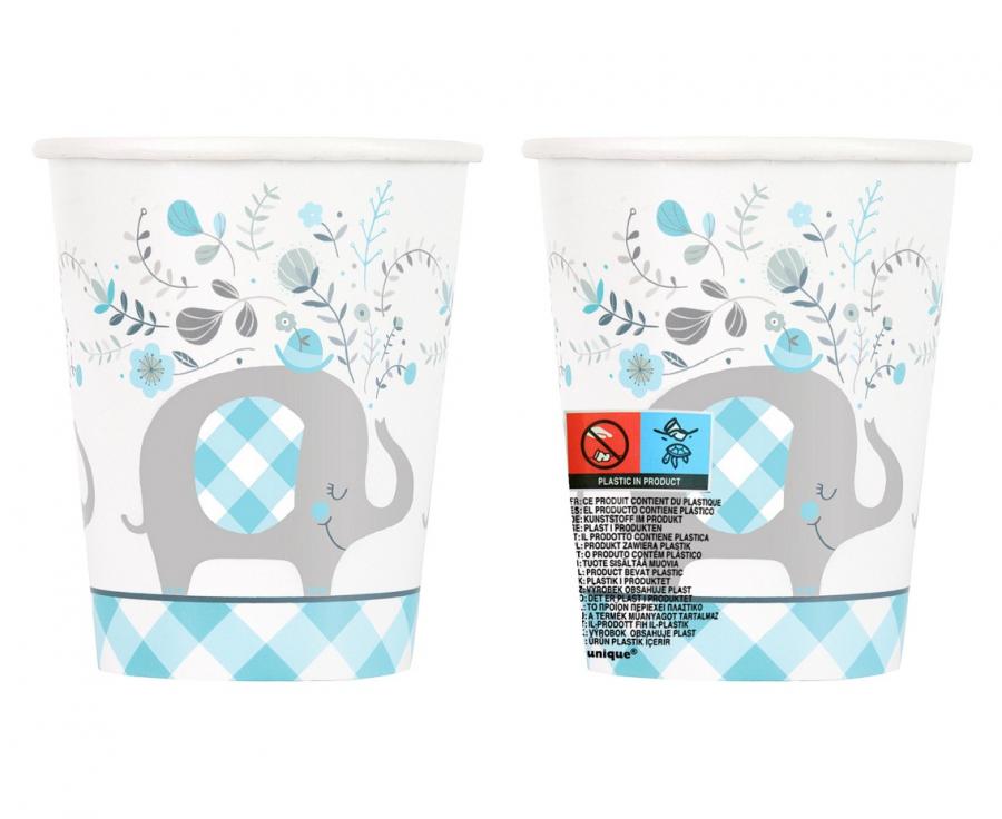 Kubeczki papierowe Floral Elephant, niebieskie, 266 ml, 8 szt.(sup label) - Unique zdjęcie 2