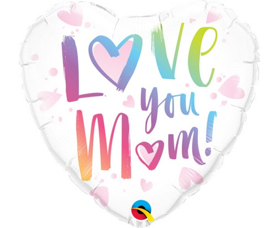 Balon foliowy 18" QL HRT Love You Mom, Dzień Matki - Qualatex zdjęcie 1