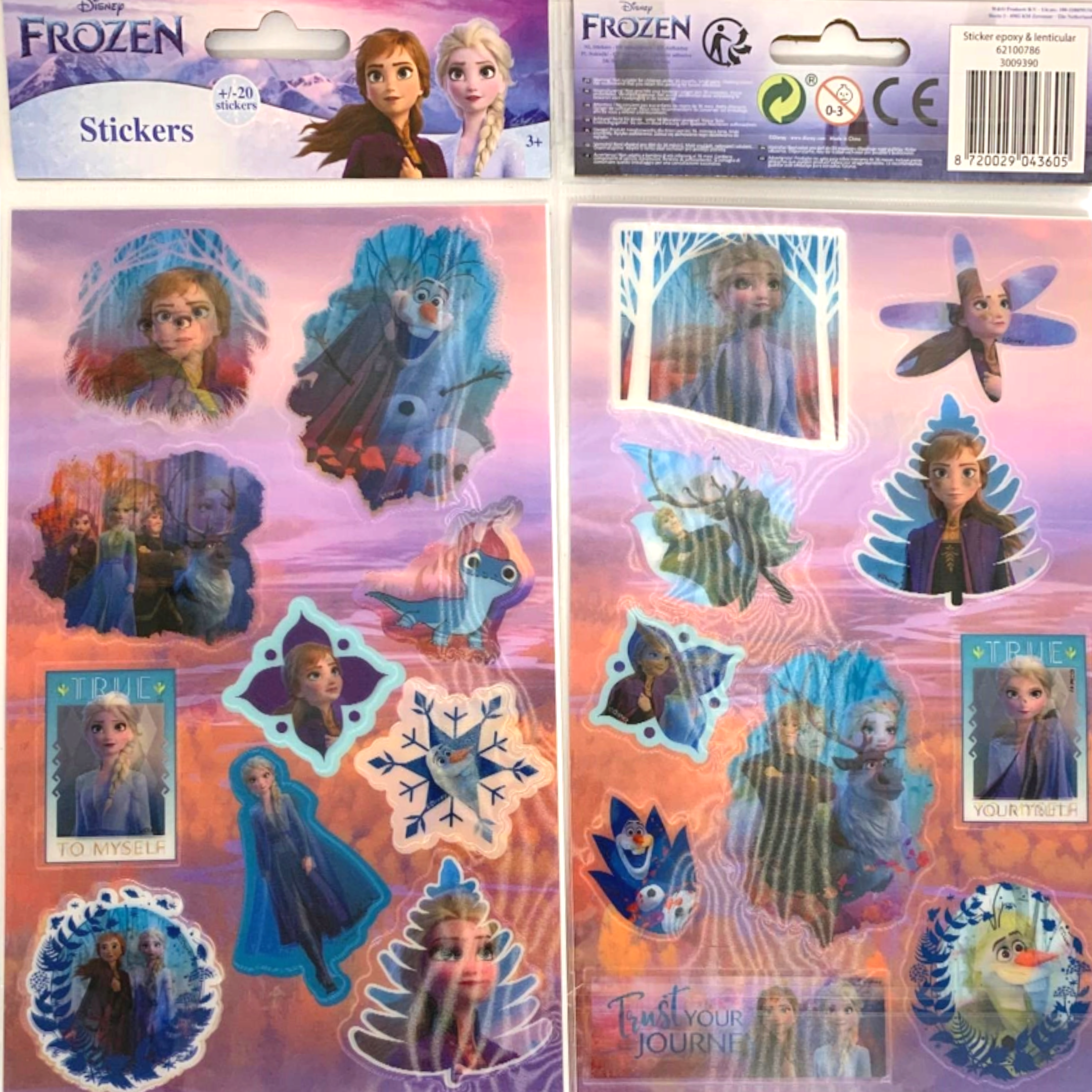 Naklejki Disney, Frozen, Śnieżna Kraina, holograficzne, ruchome, trójwymiarowe, 20 szt. zdjęcie 1