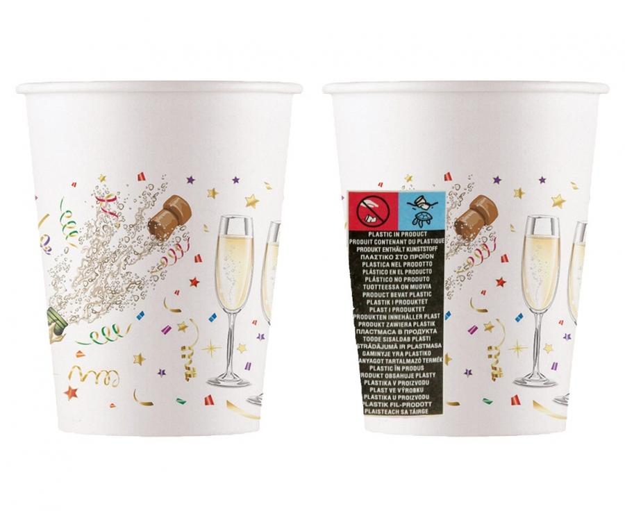 Kubeczki papierowe, Sparkling Celebration 200ml, 8 szt., New Year - Procos zdjęcie 2