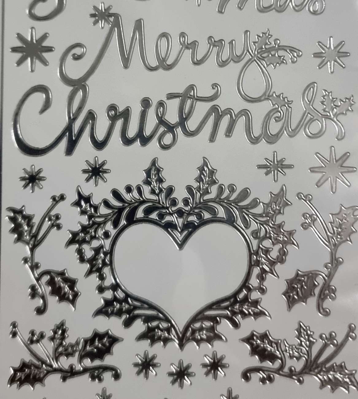 Naklejki ażurowe metaliczne, stickersy - Merry Christmas, srebrne, arkusz 24x10 - Inny zdjęcie 2