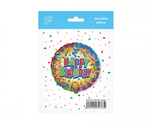 Balon foliowy 18" FX - Happy Birthday-CANDLE, pakowany KK - Flexmetal zdjęcie 2