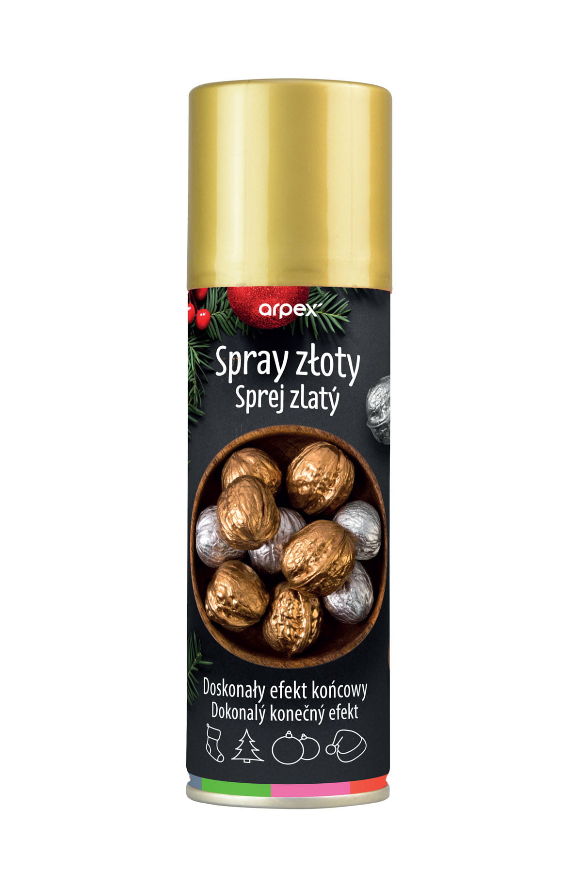 Spray dekoracyjny złoty, 125ml, brokat w sprayu - Arpex zdjęcie 1