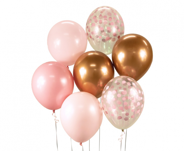 Bukiet balonowy 12" B&C różowo-miedziany, 7 szt. - Godan S.A. zdjęcie 1