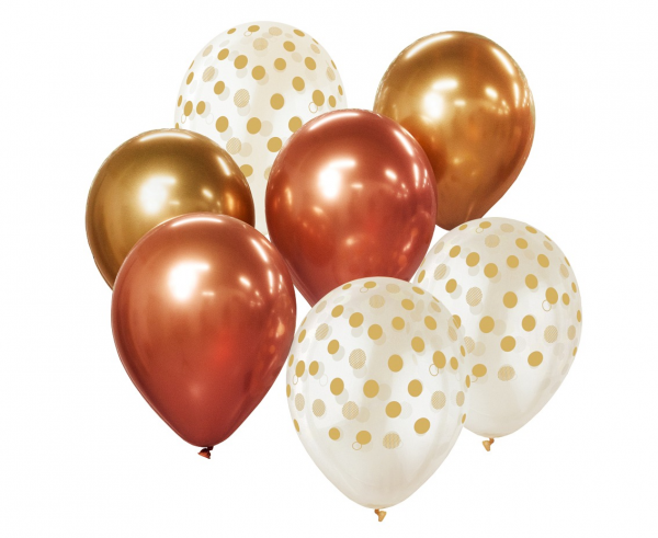 Bukiet balonowy 12", B&C złoto-miedziany, 7 szt., zestaw - Godan S.A. zdjęcie 1