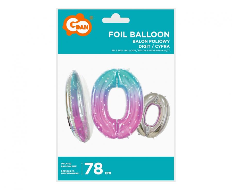 Balon foliowy Cyfra 0, Kosmos, 78 cm - Godan S.A. zdjęcie 2
