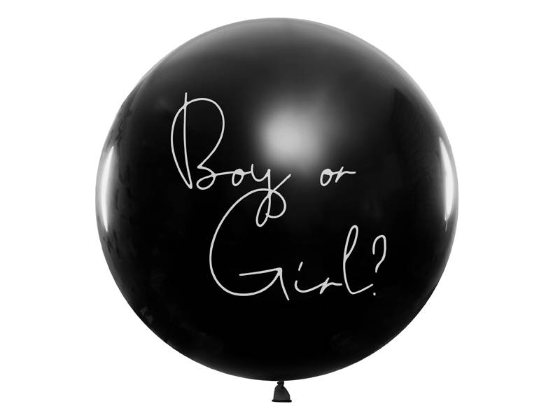 Balon Gigant Boy or Girl? Gender Reveal - Chłopiec, 100cm, baby shower z niebieskim konfetti - PartyDeco zdjęcie 1