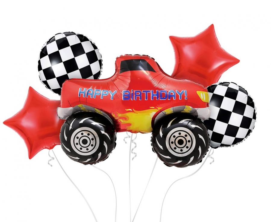 Balony foliowe - zestaw samochód Monster Truck, Happy Birthday, 5 szt. - Godan S.A. zdjęcie 1